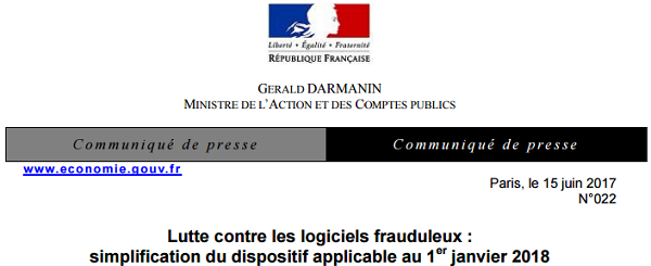 nl60-loi-logiciel-caisse-2018 Communiqué de presse loi finance 2018